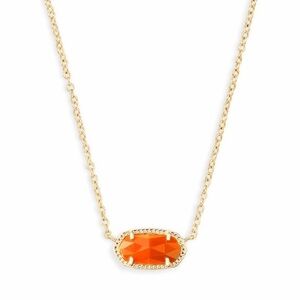 Elisa Gold Pendant Necklace in Orange Opaque Glass